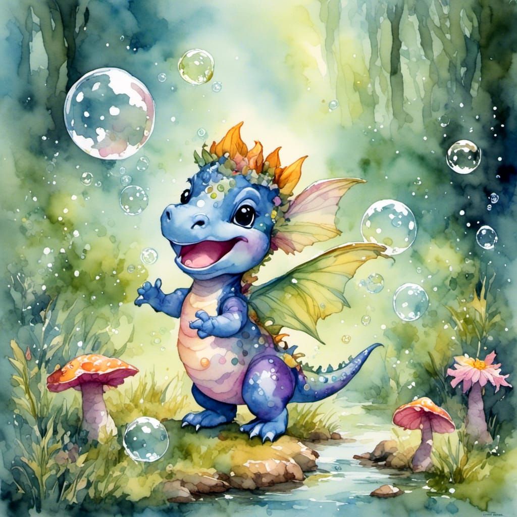 Baby Dinosaur's Bubble Fun in the Forest