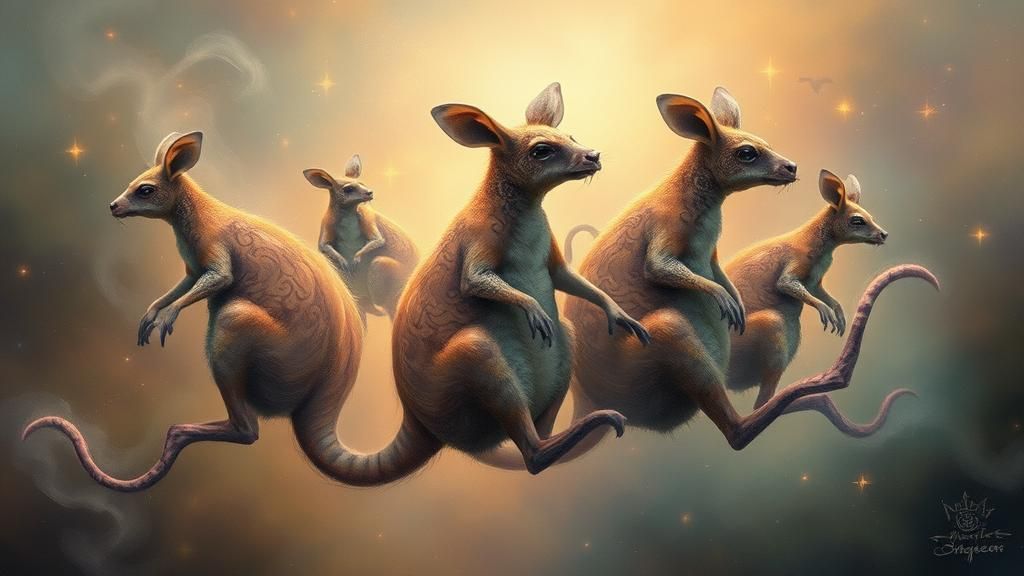 Mystical Kangaroo Rats in Surrealist Dreamscape