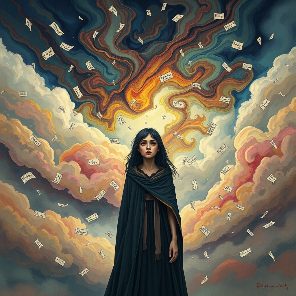 Woman in Despair: Digital Painting of Overwhelming Sadness