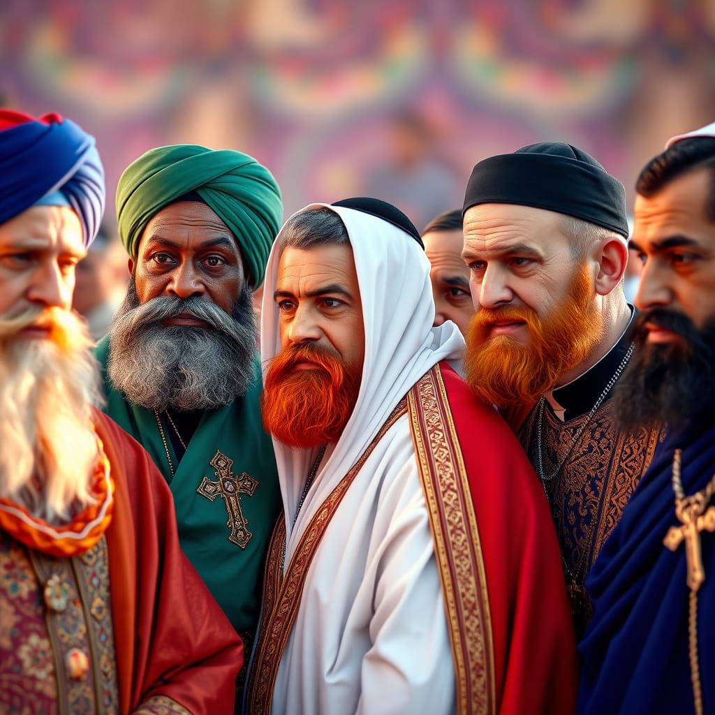 Diverse Faith Leaders Stand United in Vibrant Traditional At...