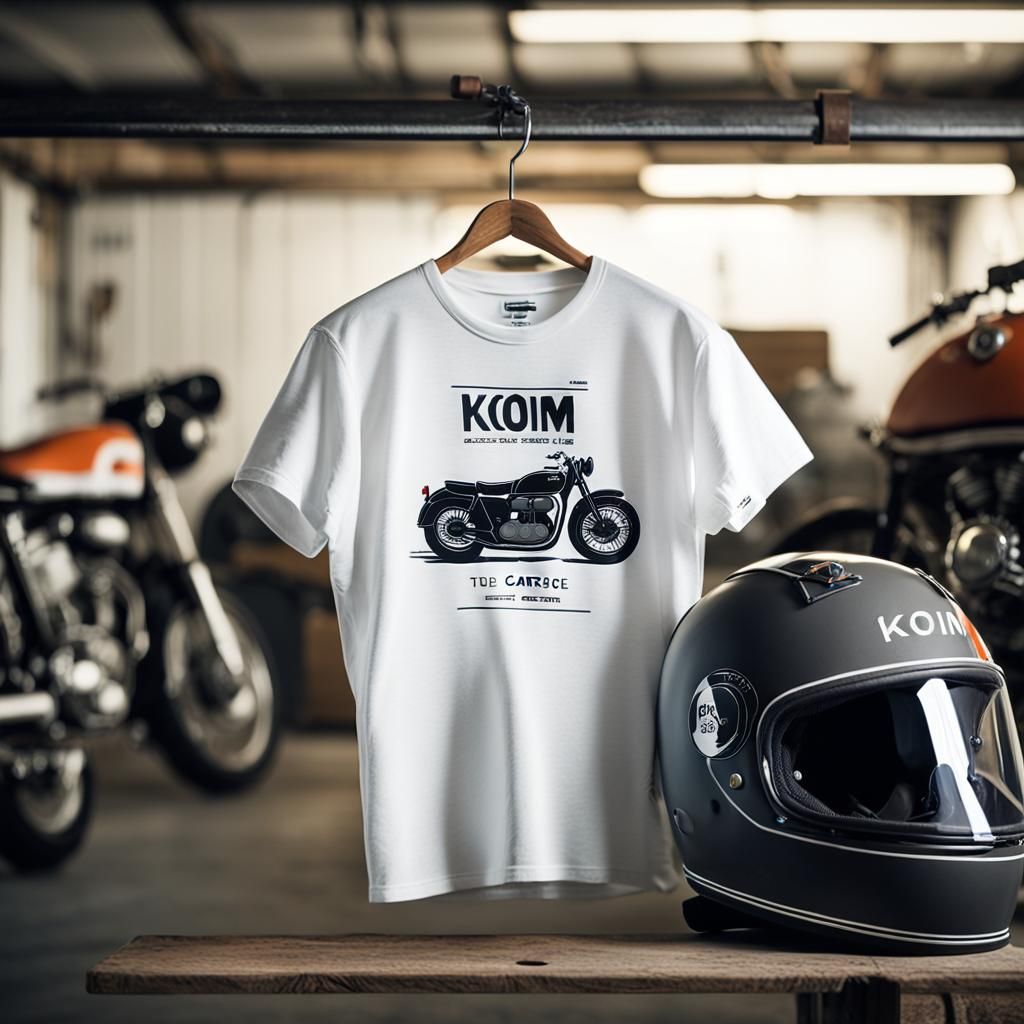 Vintage Garage: White T-Shirt Portrait in Photorealistic Sty...