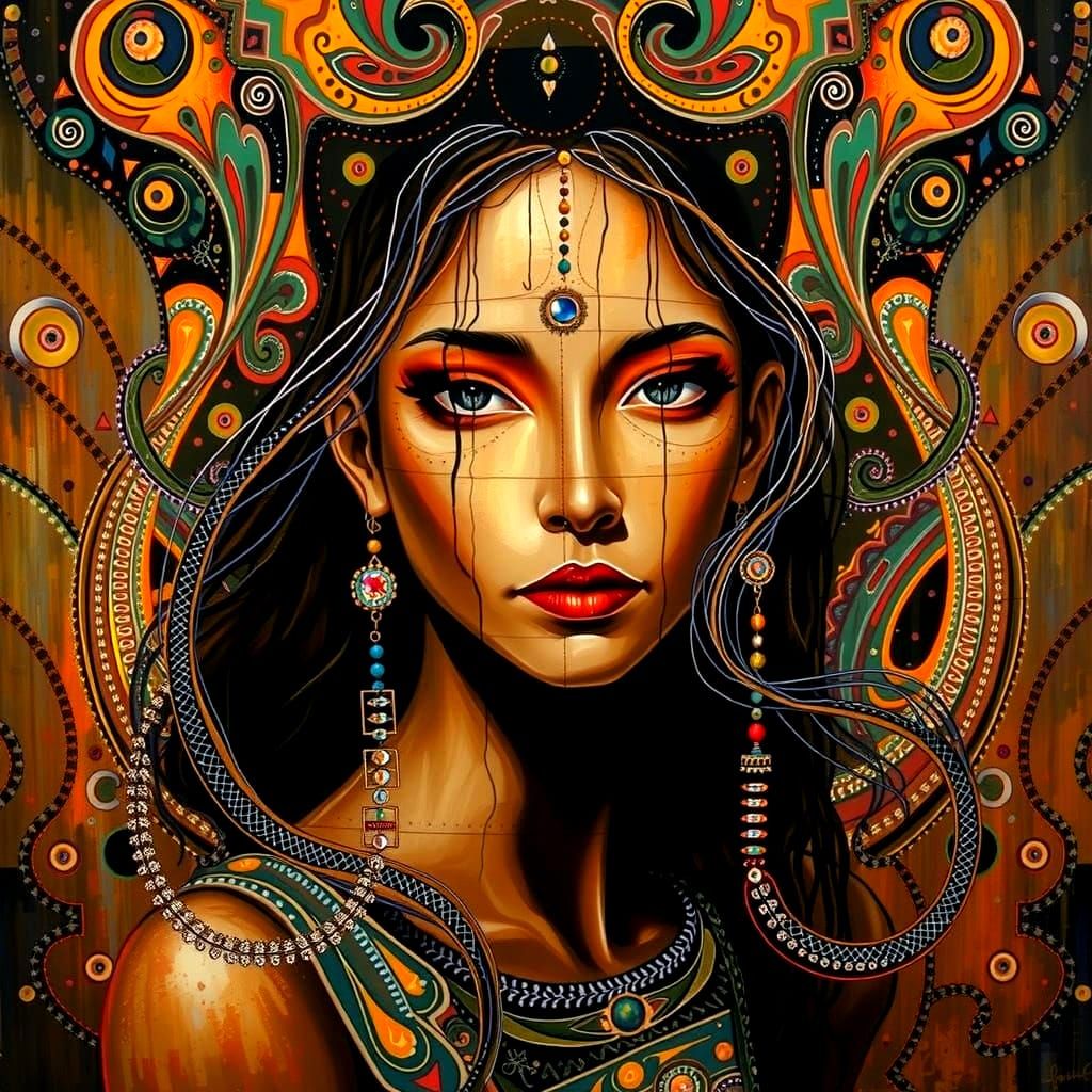 Abstract Expressionism with Iridescent Swirling Patterns