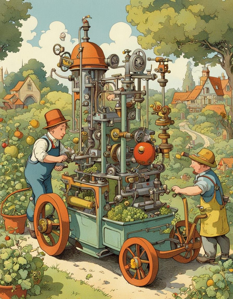 Whimsical Animals Operate a Cartoon Gardening Machine