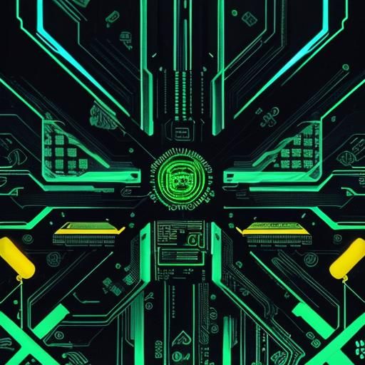 Overheating Microchip on Motherboard: Digital Circuitry Art