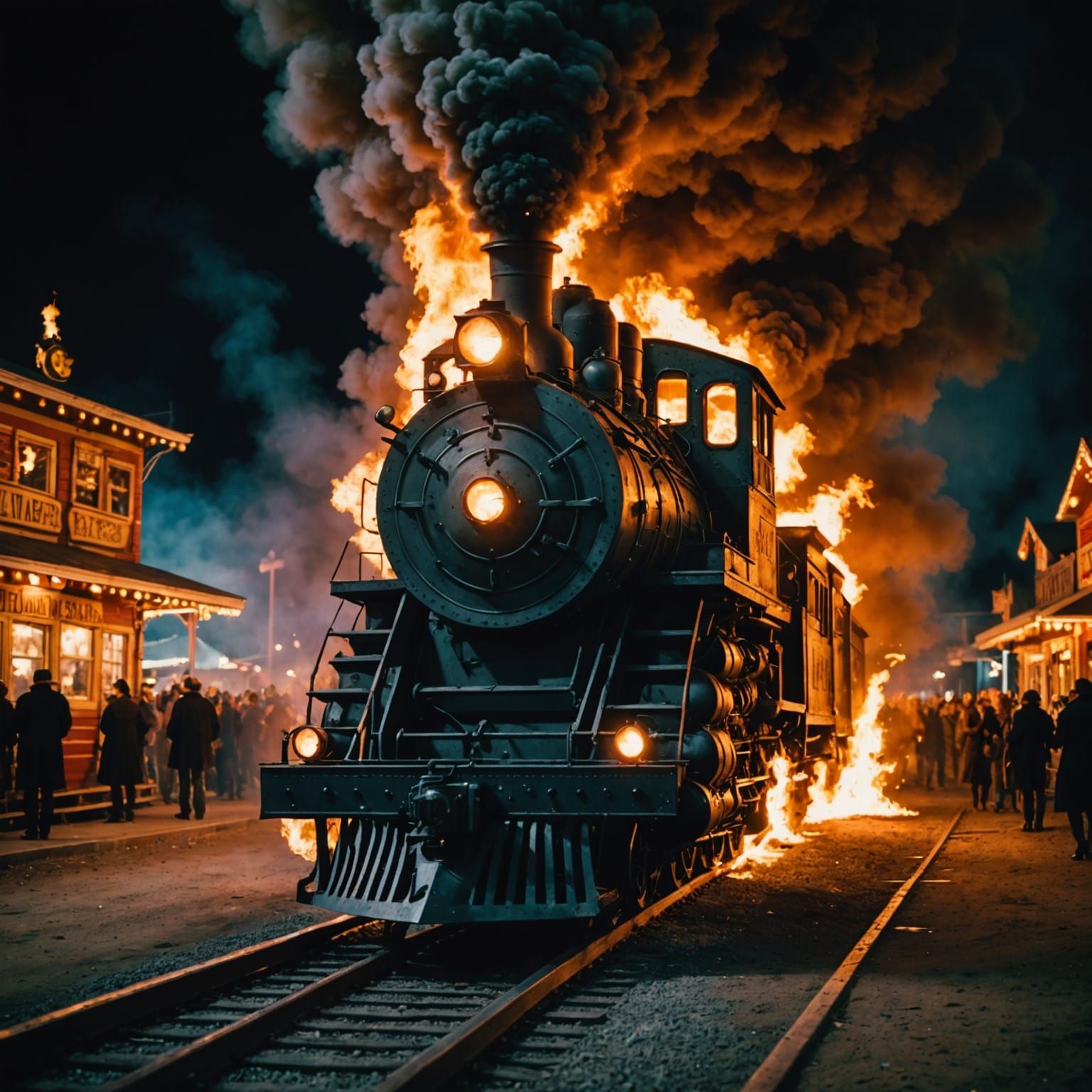 Flaming Ghost Train at Haunted Carnival