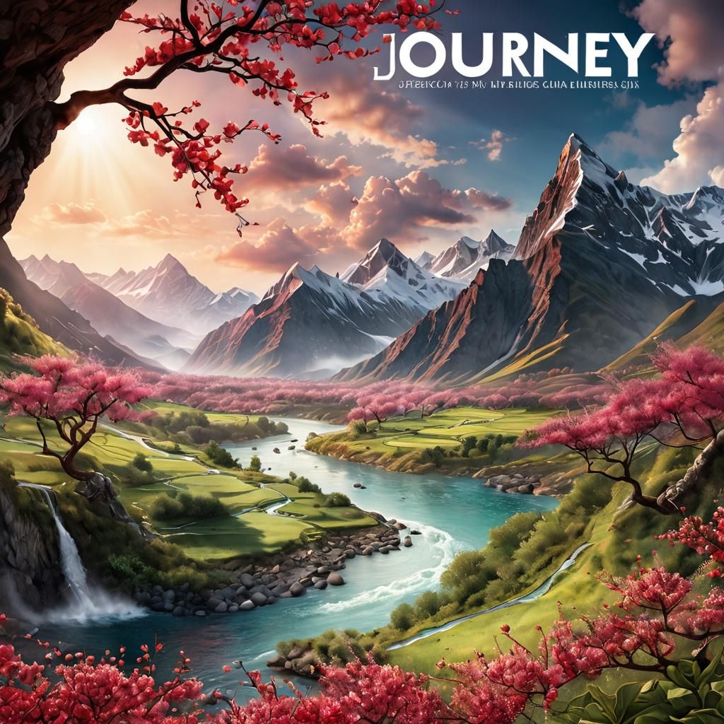 Fantasy Landscape Magazine Cover with Plum Blossoms