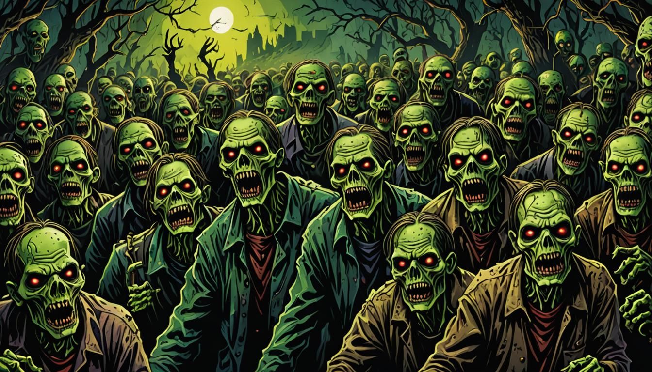 Psychedelic Horror: Undead Creeper Zombie Horde