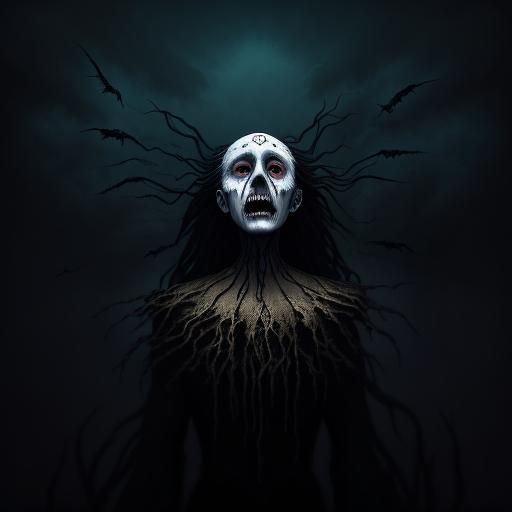 Boy Experiencing Joy and Despair: Surreal Illustration