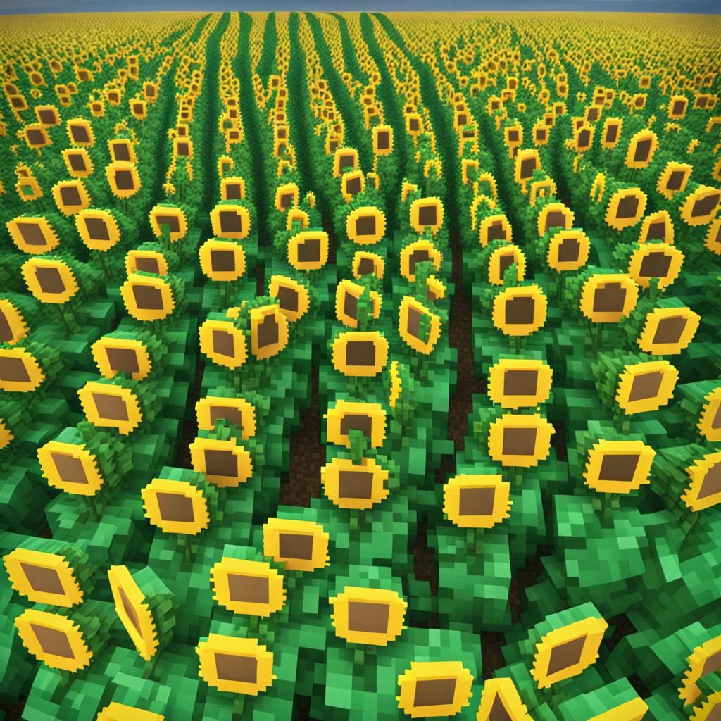 Sunflowers Conceal a Minecraft Creeper