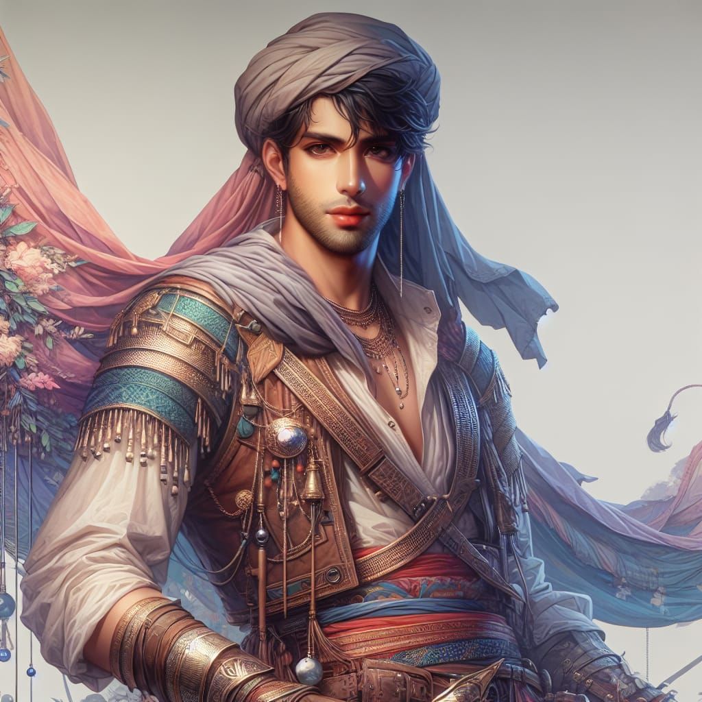 Fantasy Middle-Eastern Man in Detailed Matte Painting