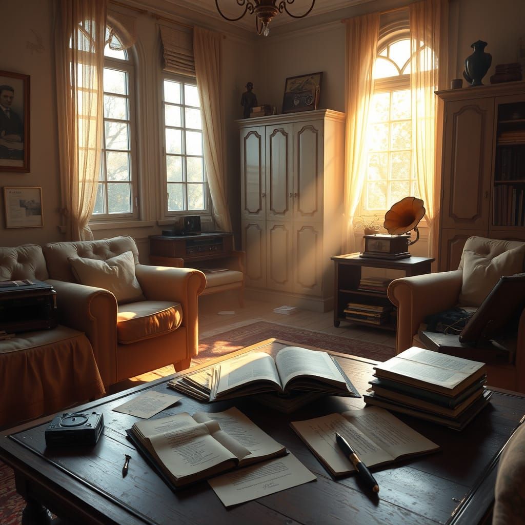 Serene Golden Light Fills a Cozy Study Retreat