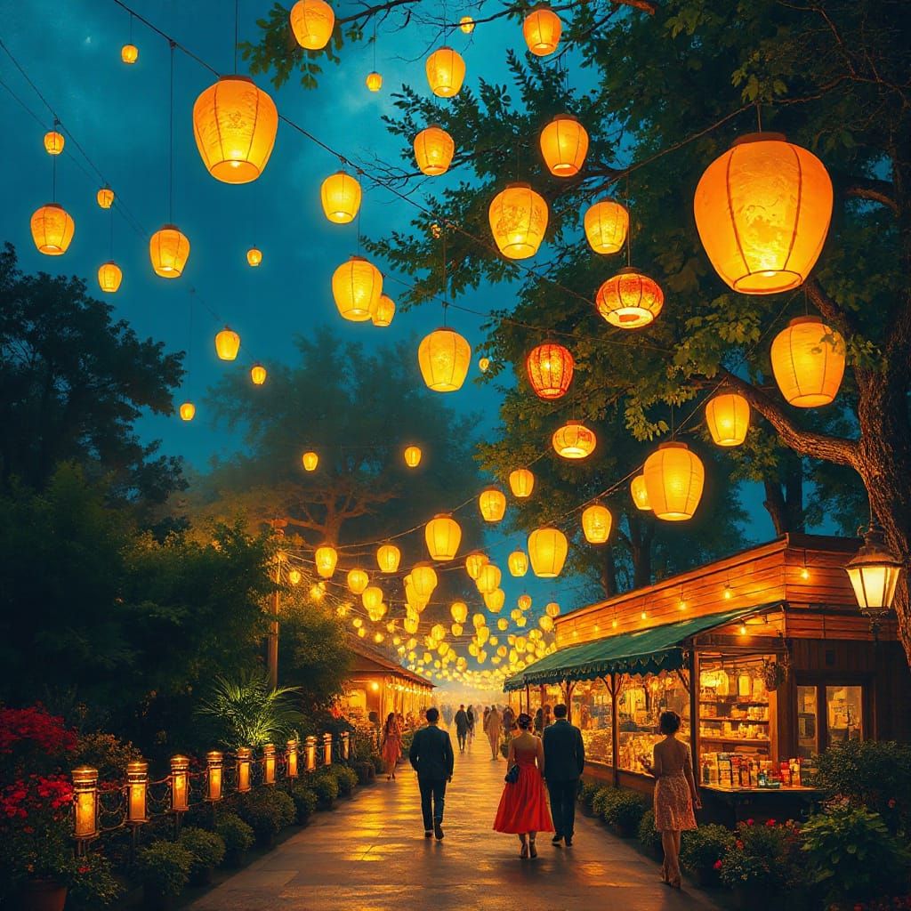 Impressionist Lantern Festival at Night