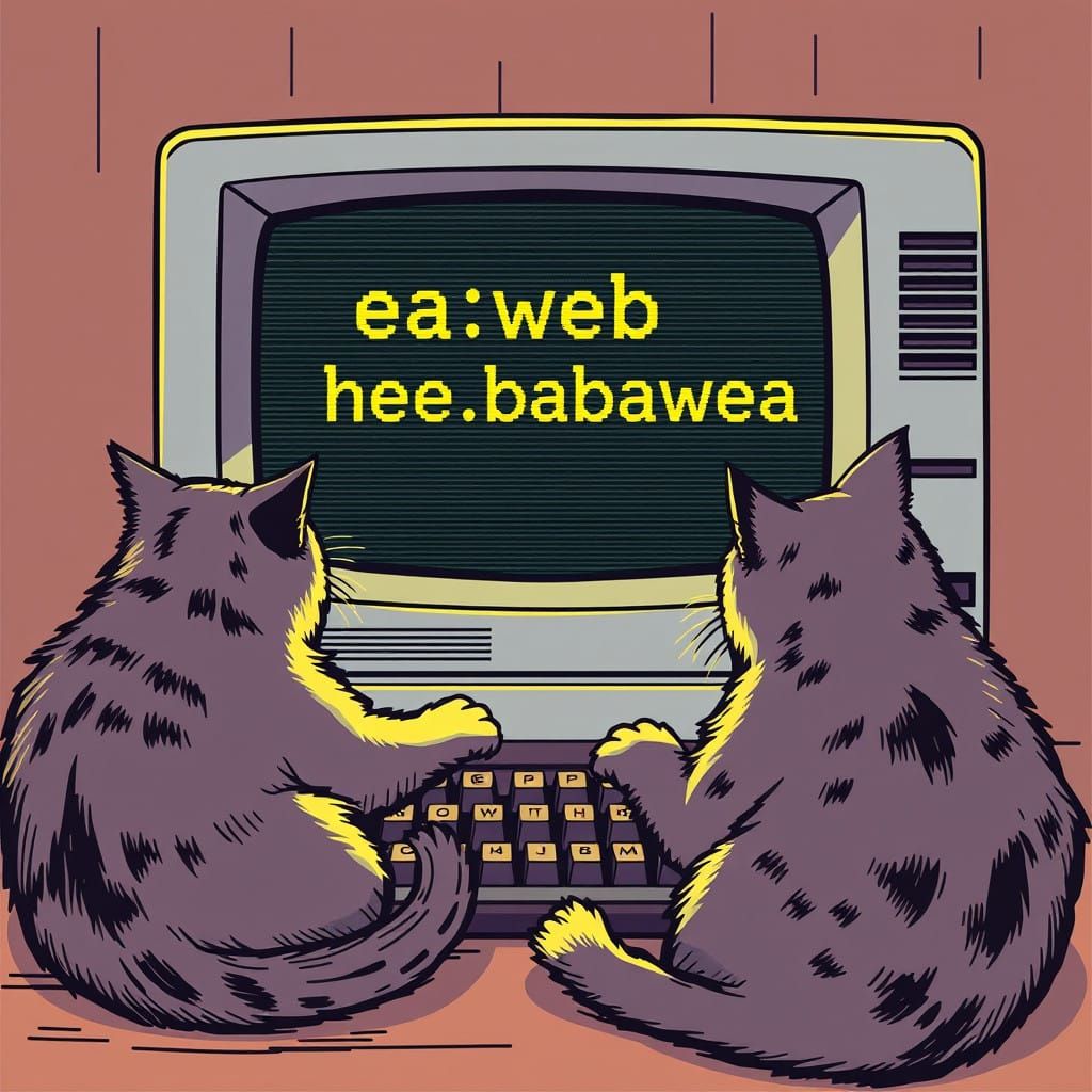 Cats Typing On Computer - EAWEBAWHEBAWEA