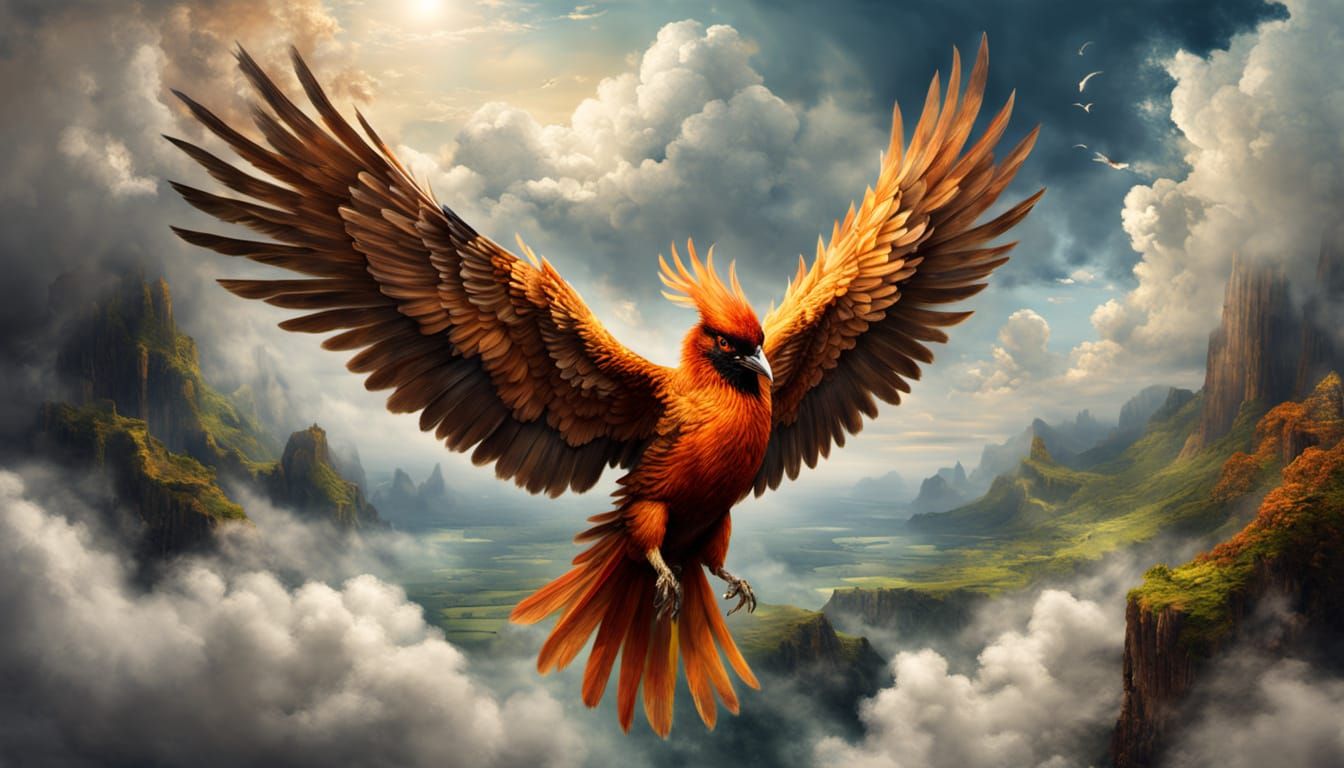 Supercute Baby Phoenix Soars Through Clouds in Vibrant Photo