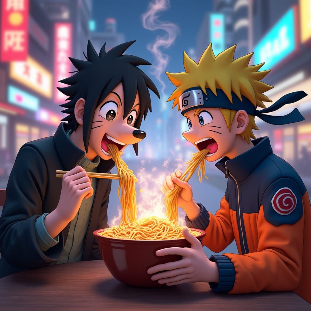 Goofy and Naruto Enjoy a Fantastical Ramen in Tokyo