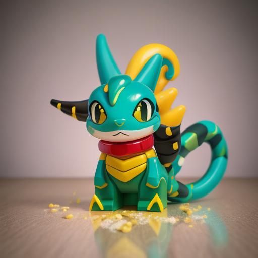 Rayquaza Minifigure Eating Pizza in Candy World