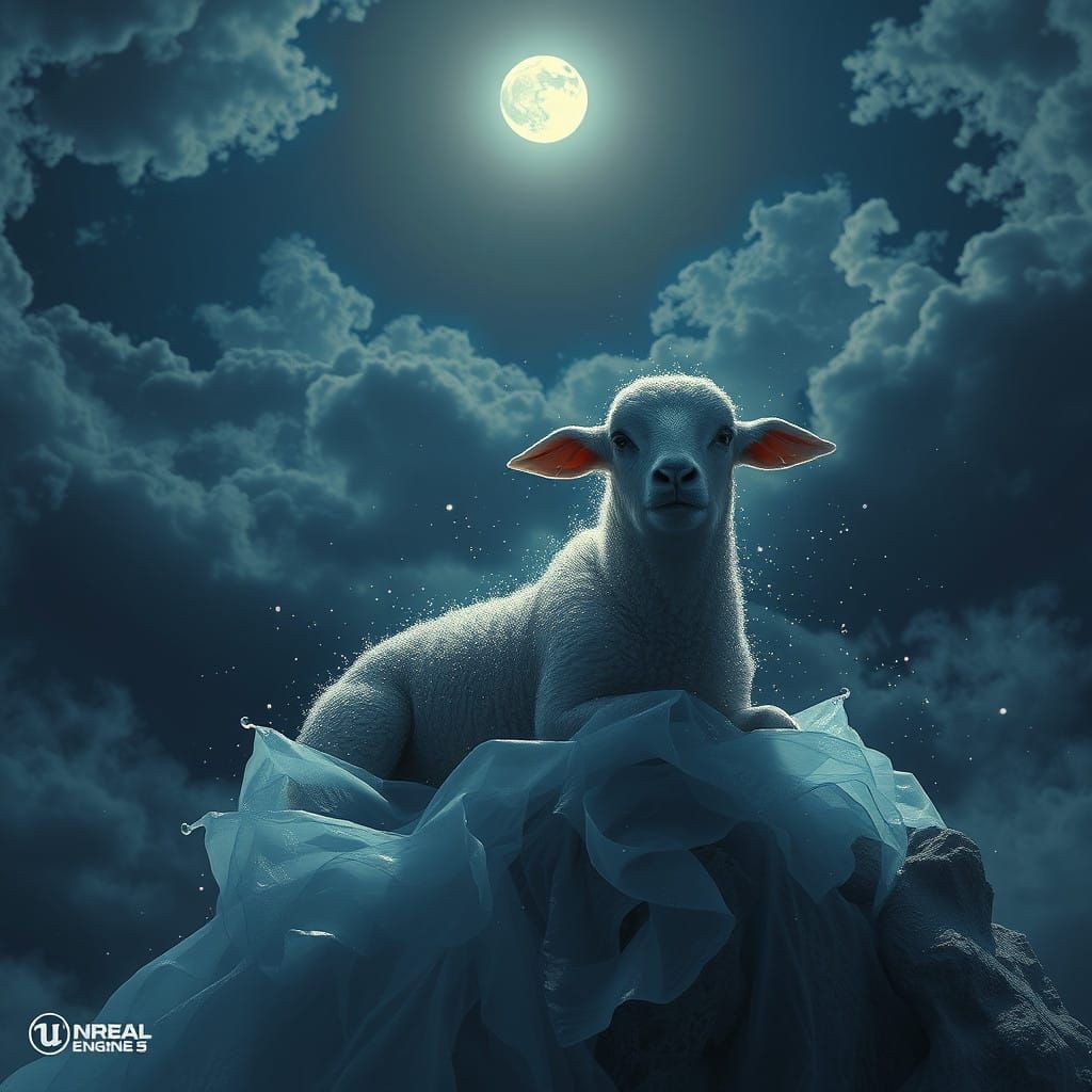 Fantastical Nightscape Under Glass Moonlight