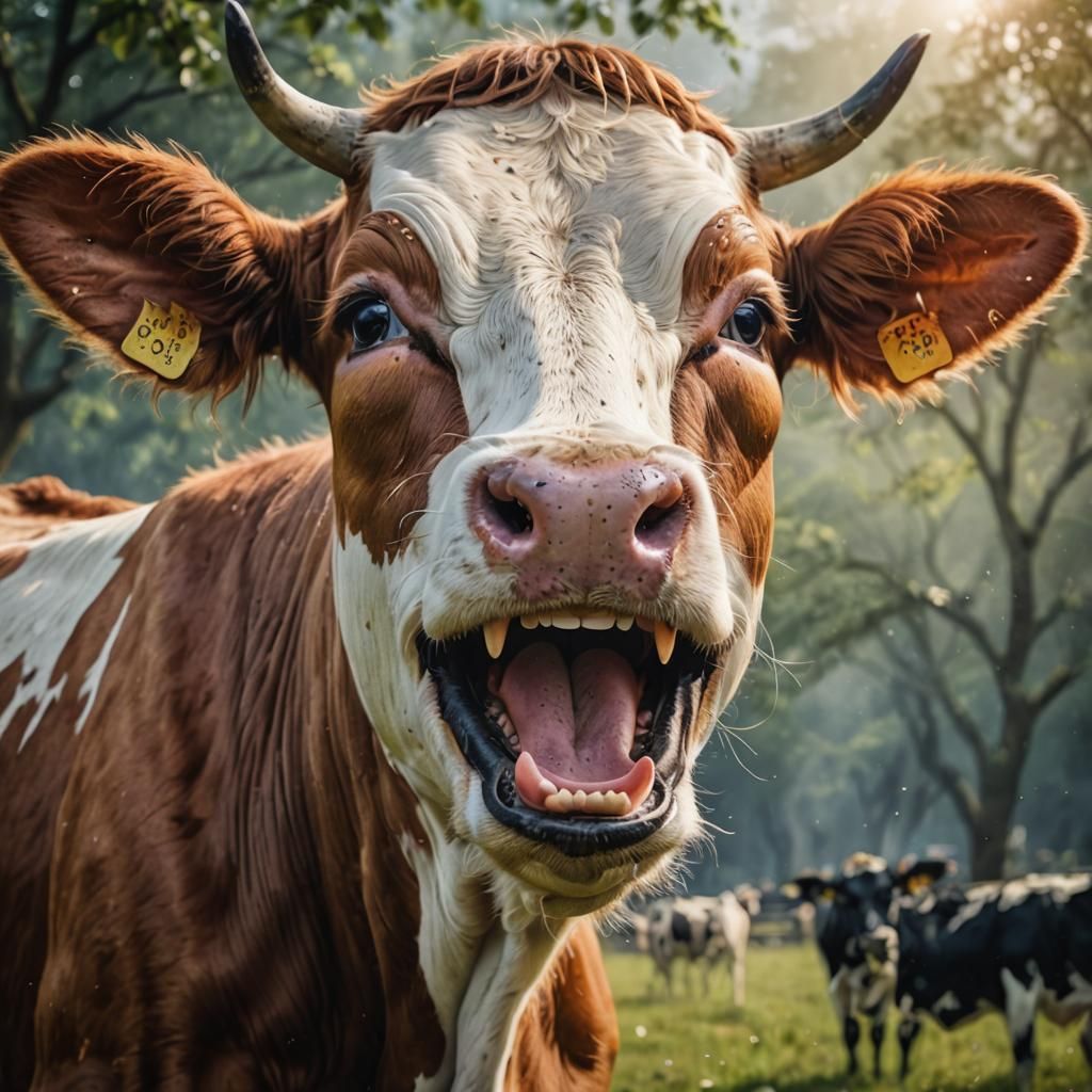 Cow Laughing: A Whimsical Fantasy Portrait
