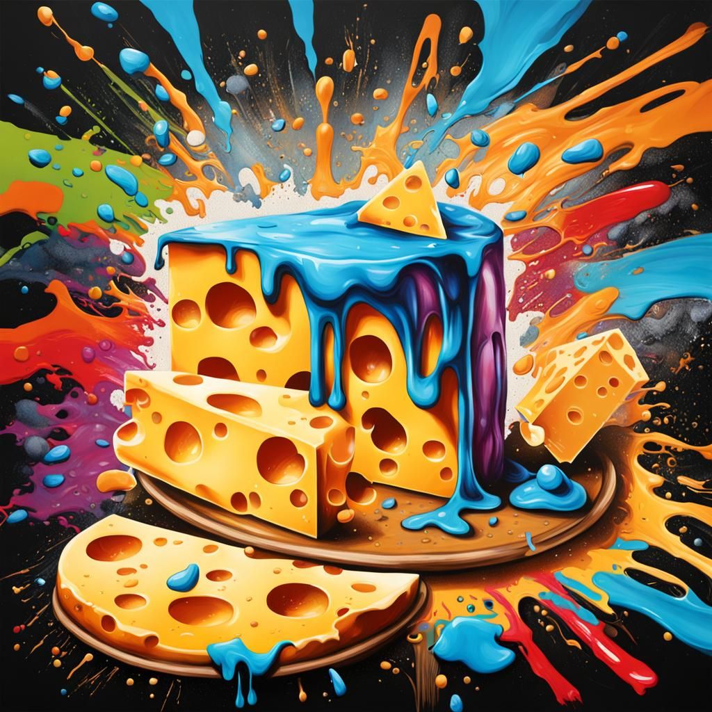 Colorful Melting Cheese Graffiti Street Art
