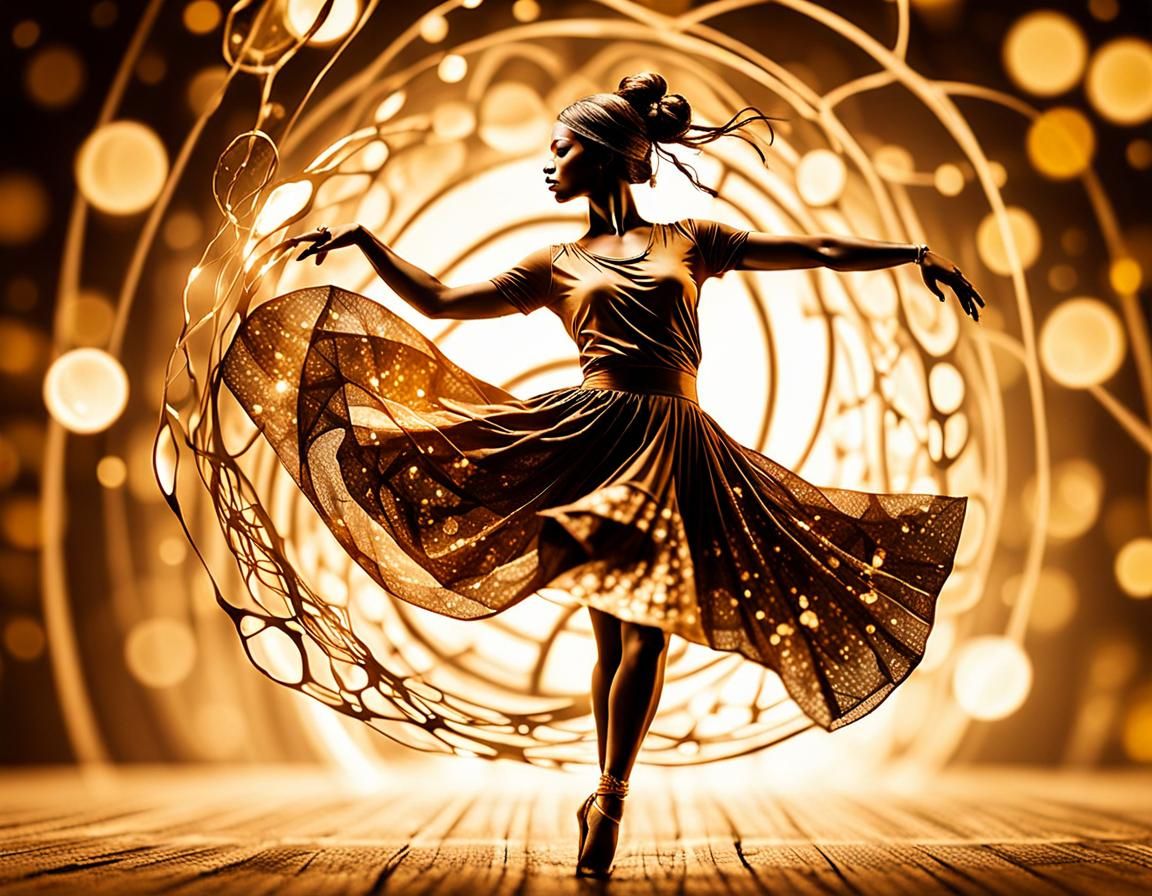 Sepia Art Illusion of a Colorful Dancer