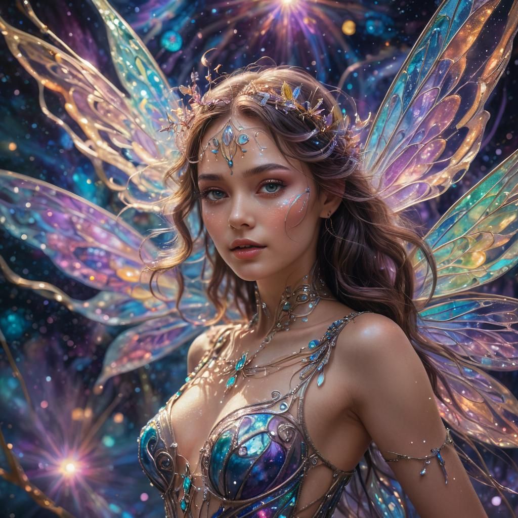 Fairy in Starlight: Visionary Mixed Media Art