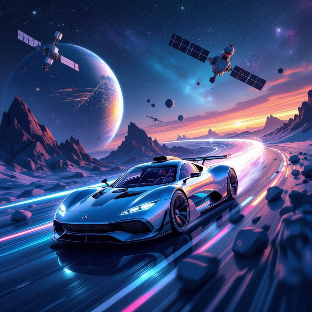 Mercedes AMG ONE Races Through Neon Spacescape