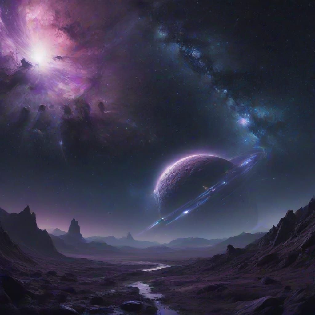 Cosmic Black Hole Landscape in Dark, Vibrant Hues