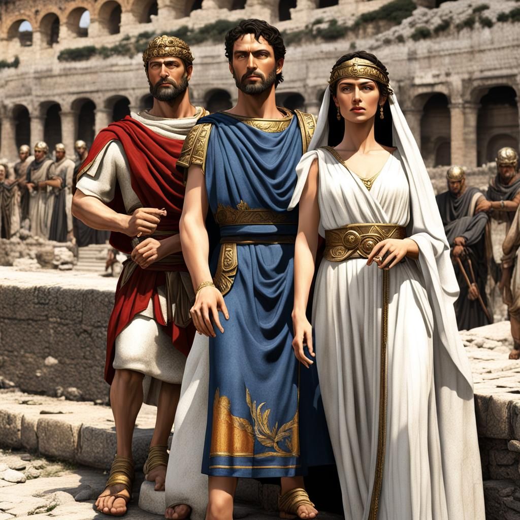 Anime-Style Roman Woman in Classical Setting