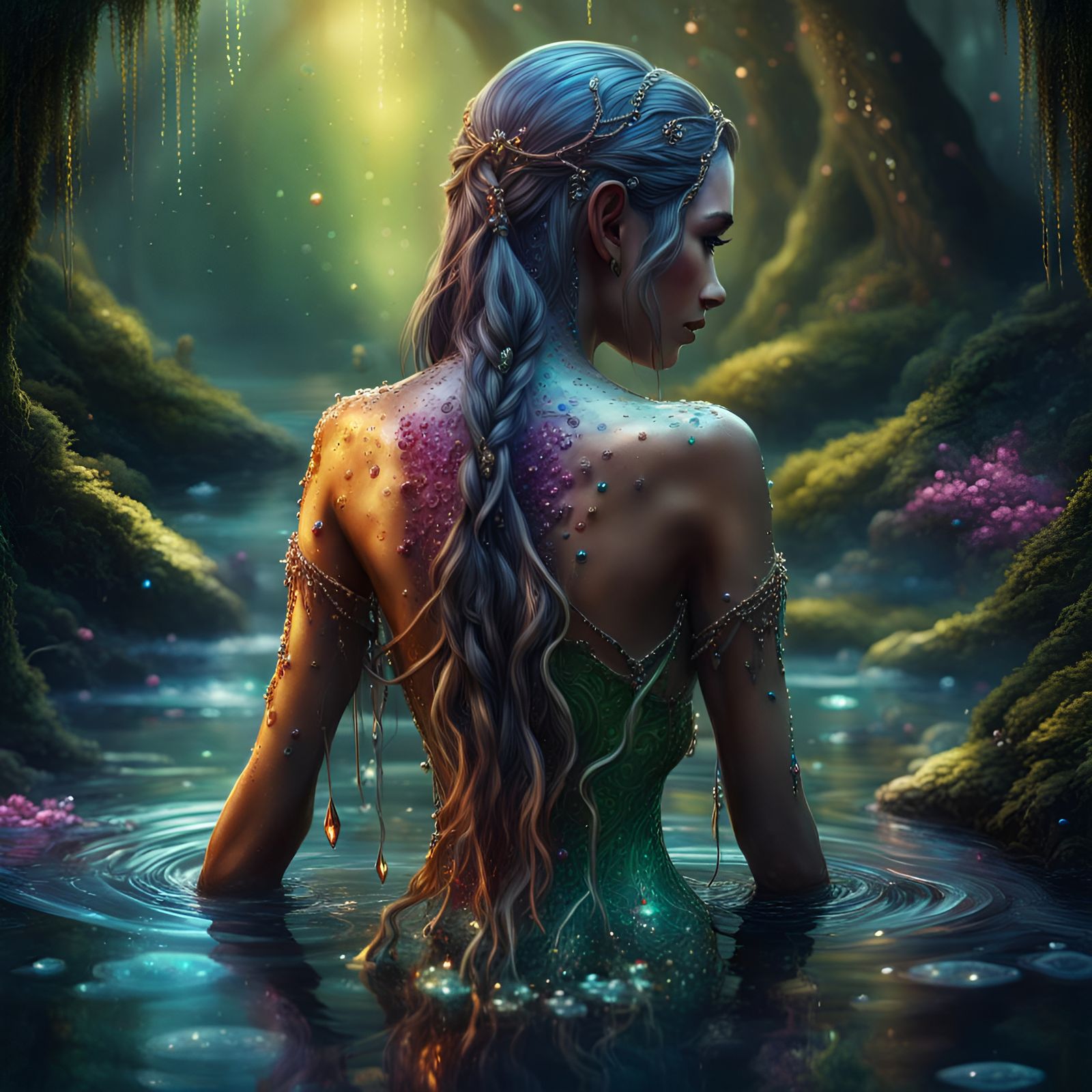 Jeweled Elf in Detailed Fantasy Forest