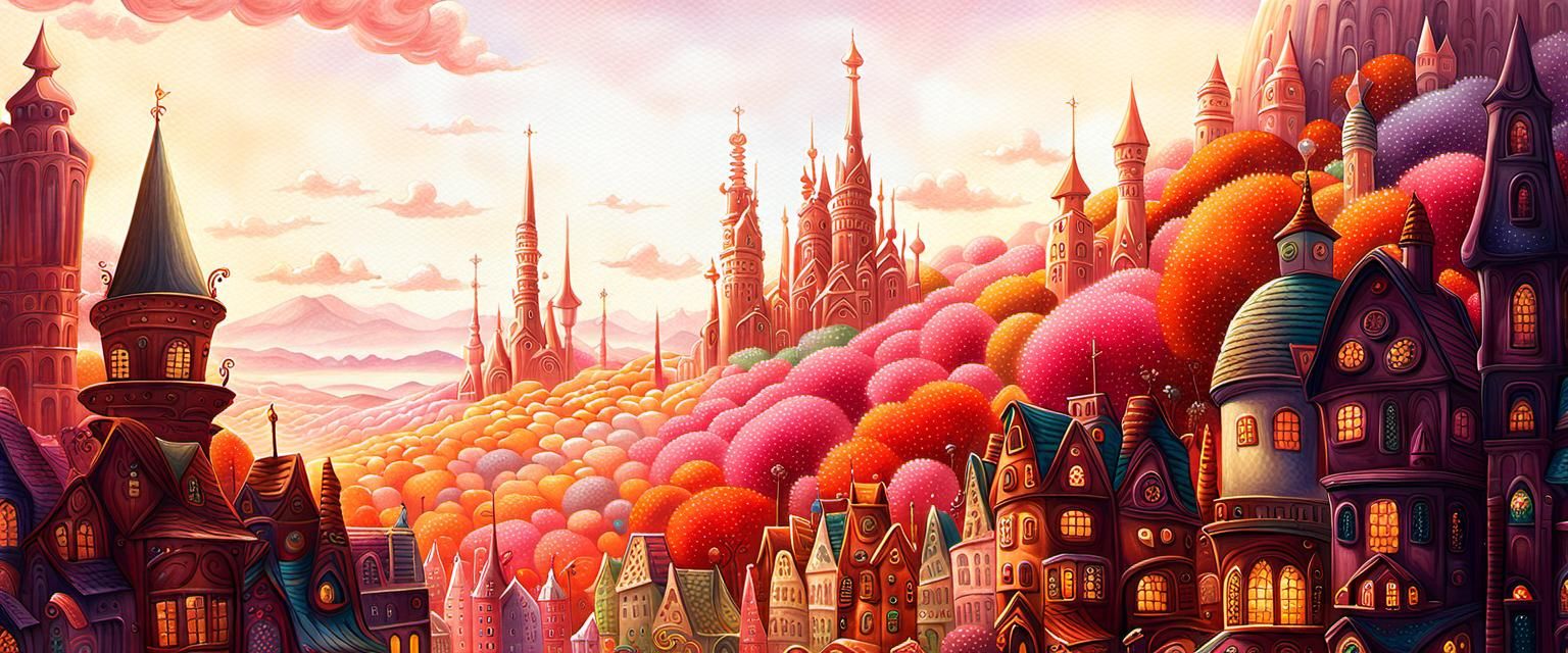Candy Metropolis: A Dreamlike Pastel Fantasy Landscape