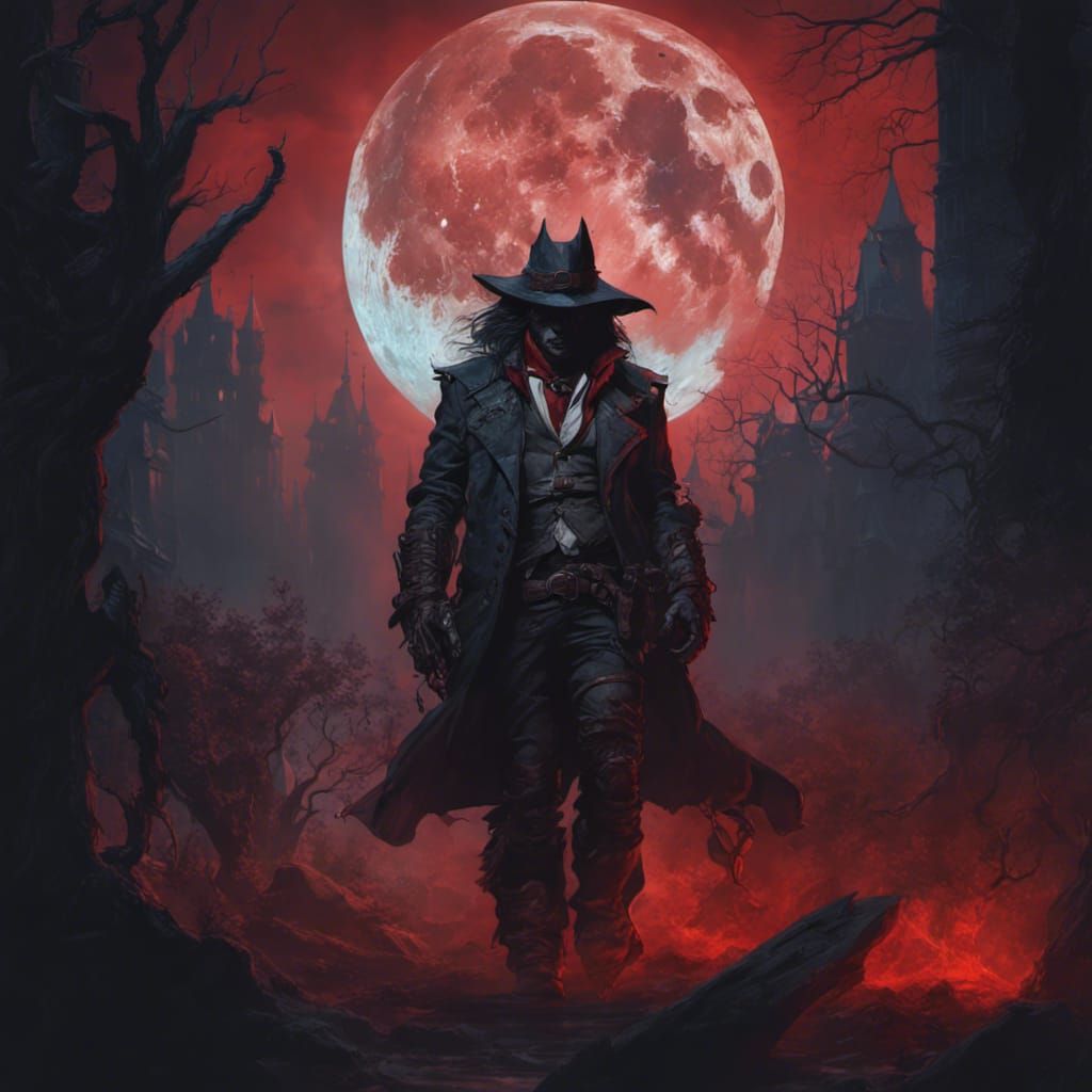 Van Helsing Under Full Moon: Dark Fantasy Art