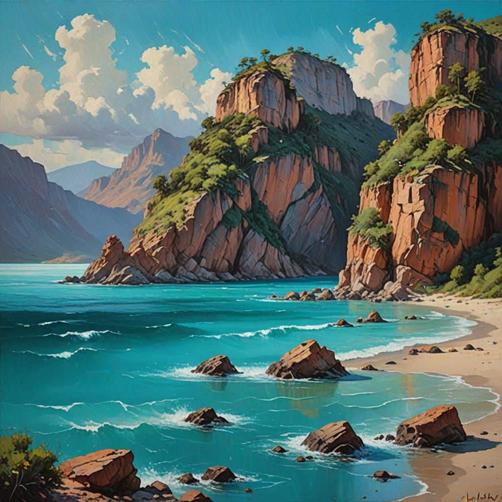 Turquoise imagination paint oil painting by James Gurney