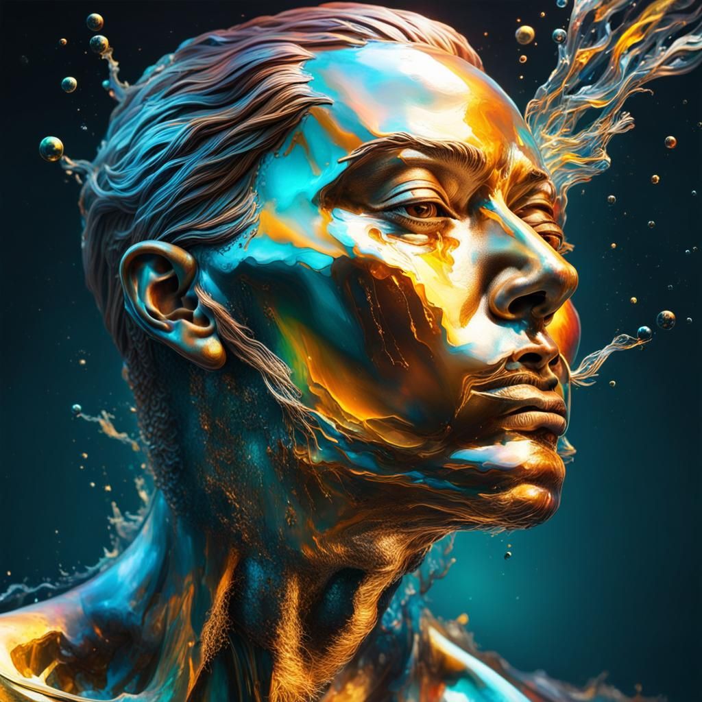 Illuminated Transparent Idea in Hyperrealistic Splash Art