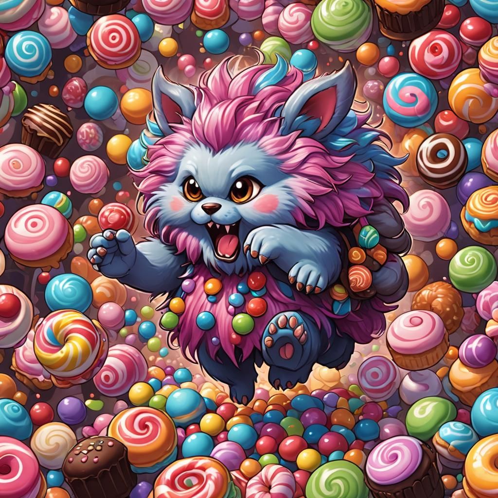 Sweet Monster Steals Candy From Hyperdetailed Candy Shop