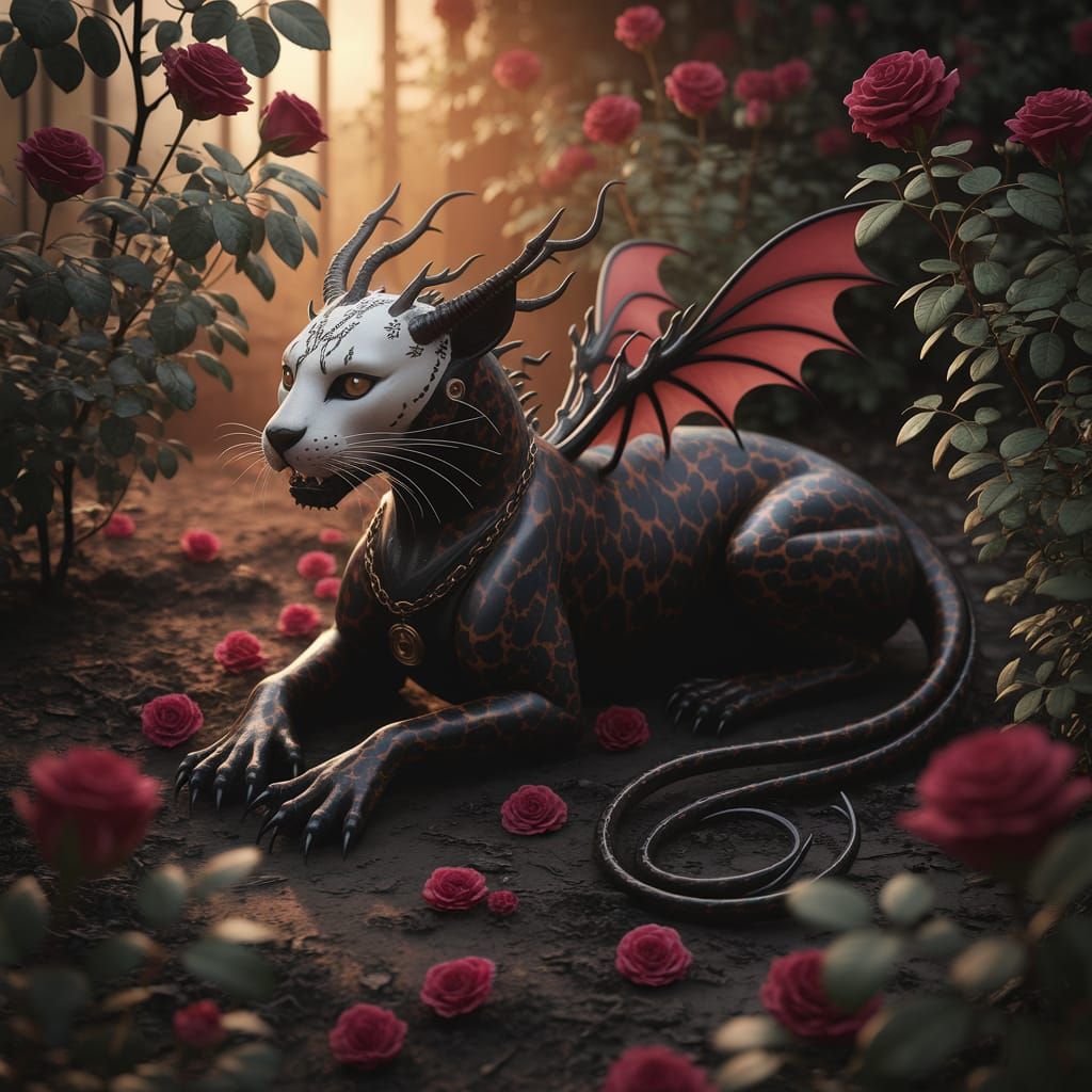 Mysterious Panther-Dragon in Forgotten Garden
