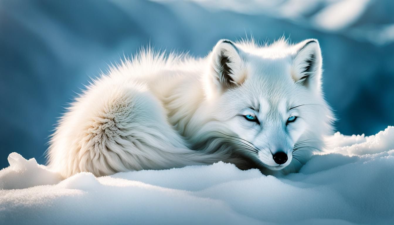 Glass Arctic Fox in Double Exposure Style