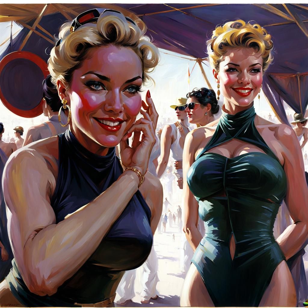 Burning Man Girl in Romantic Realism Style