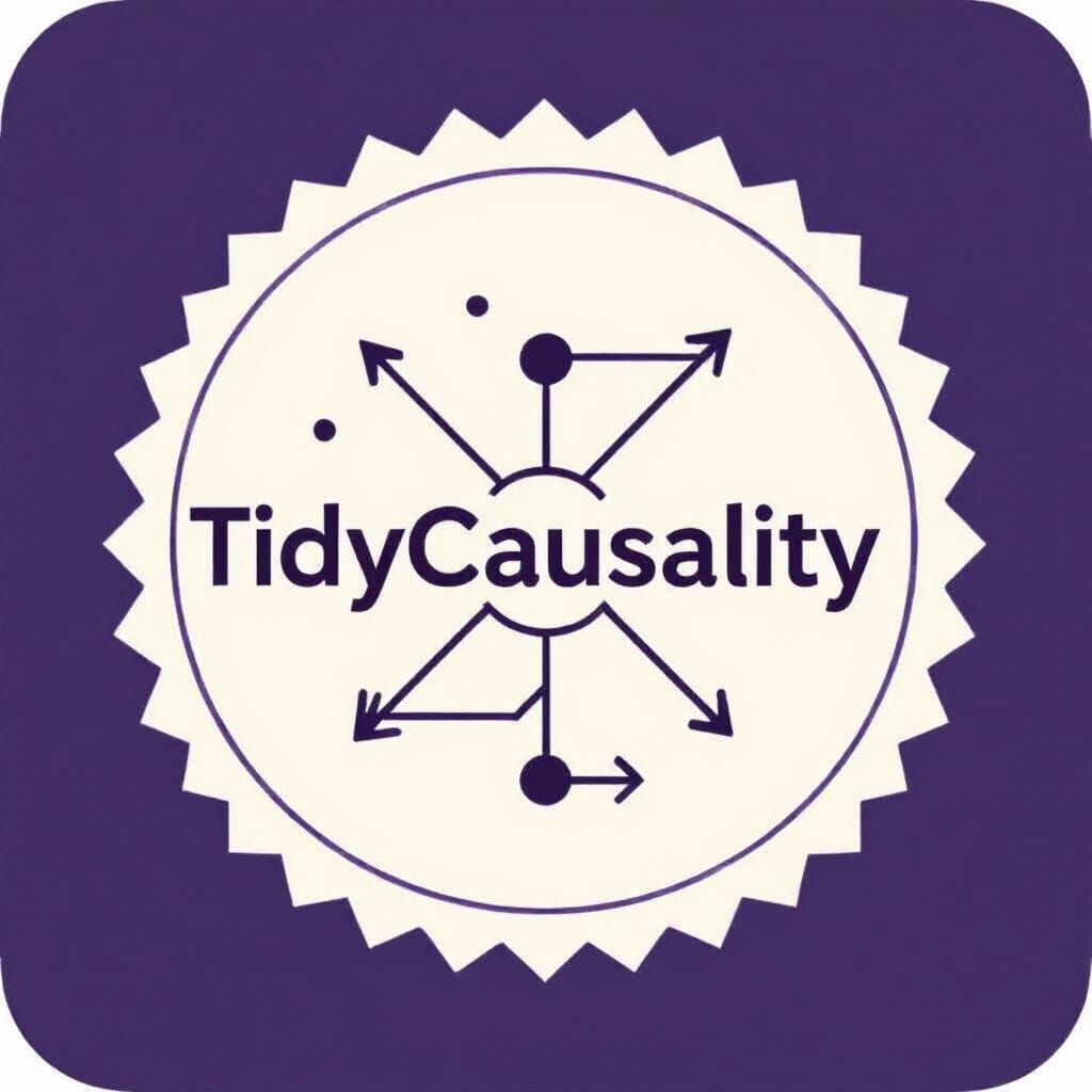 Tidycausality Package Logo with Causal Diagram