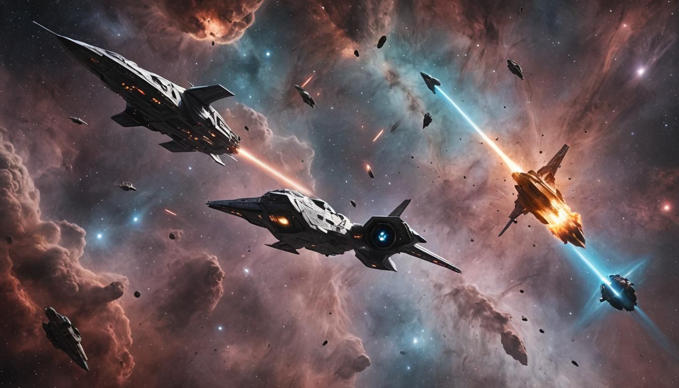 Epic Starfighter Battle Over Nebula