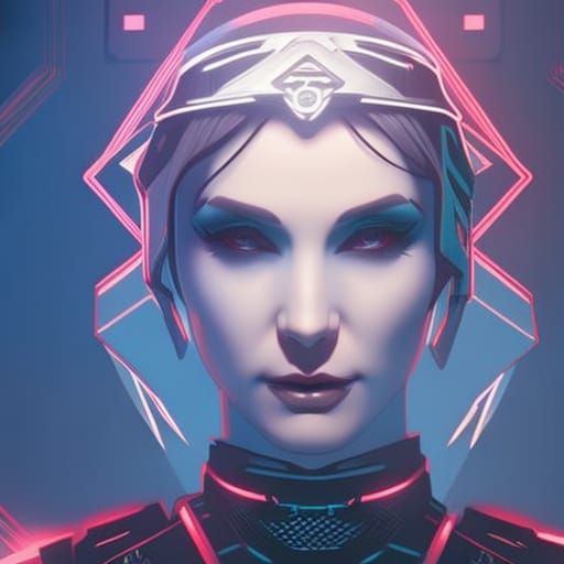 Victorian Woman in Cyberpunk Neon Room