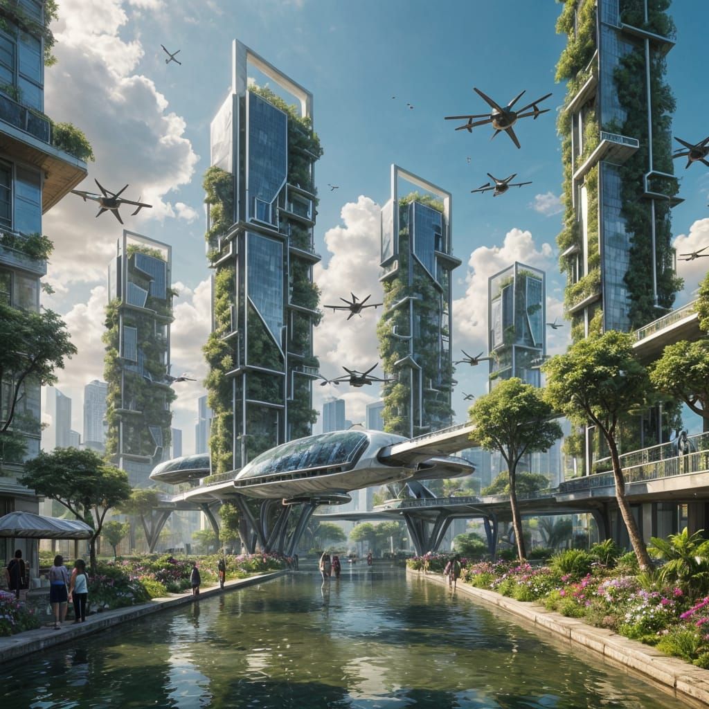Utopian Earth: Harmonious Future in Vibrant Colors