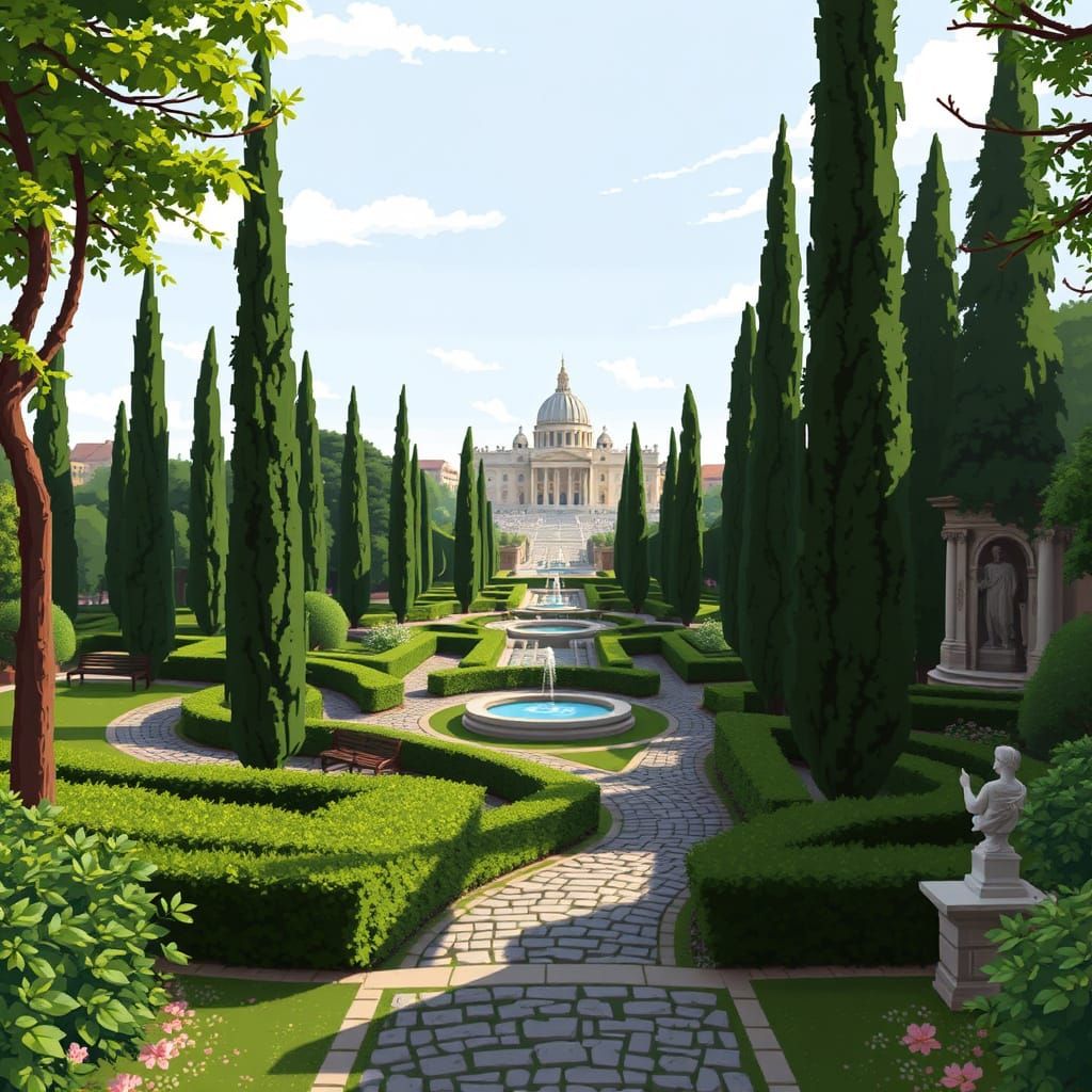 Vatican's garden - pixel art