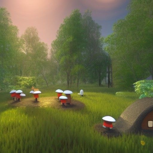 Mushroom House Garden Party in English Forest
