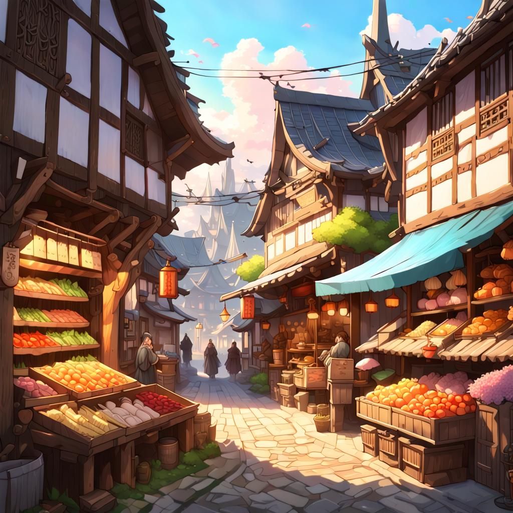 Surreal Medieval Scene in Pastel Hues