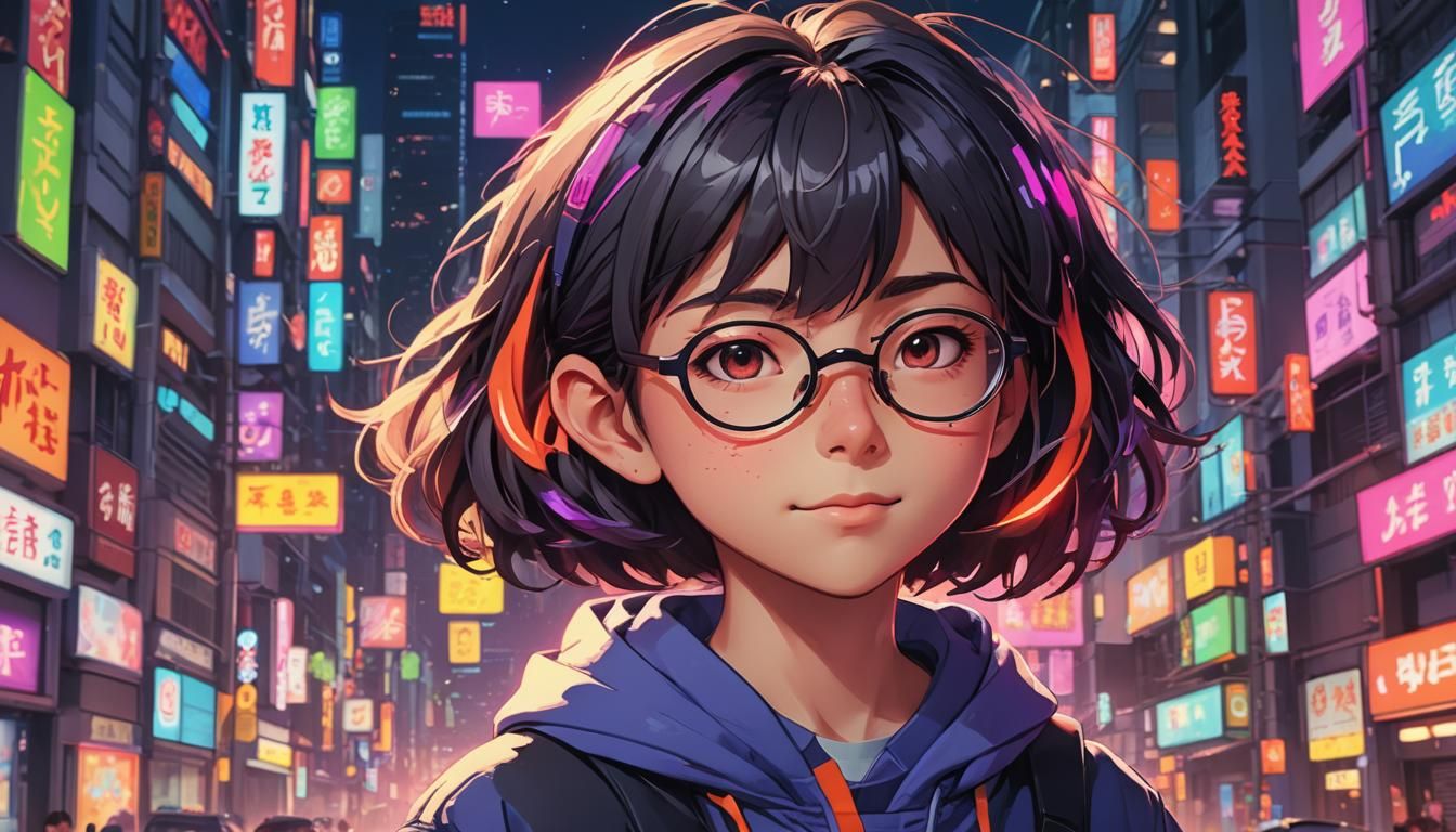 Fifth-Grader Smirking in Vibrant 3D Anime Art