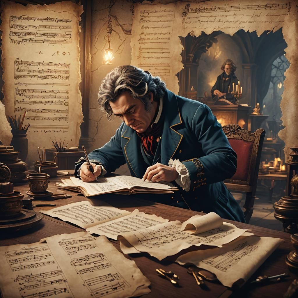 Beethoven Composing Music: Detailed Matte Painting