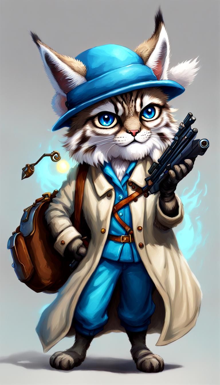 Lynx Inventor with Alchemical Bomb and Rifle