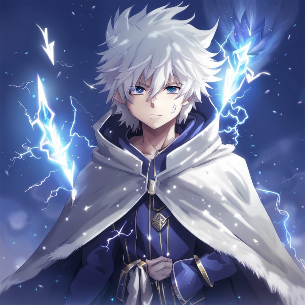 Anime Lightning Wizard with Fur Cape