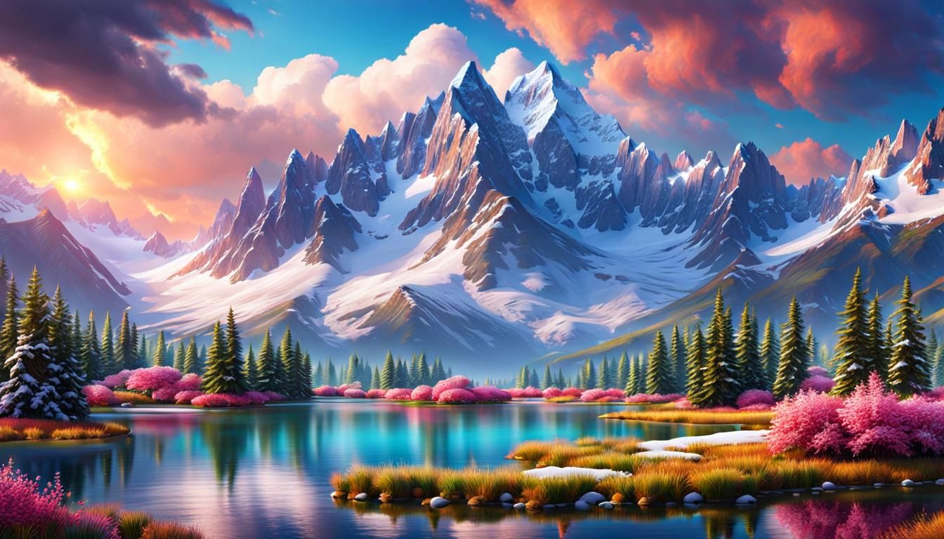 Snow-Topped Mountain Range Concept Art