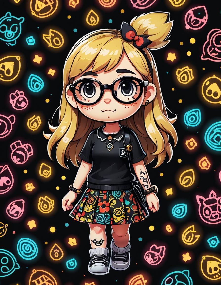 Chibi Isabelle From Animal Crossing in Neon Colors